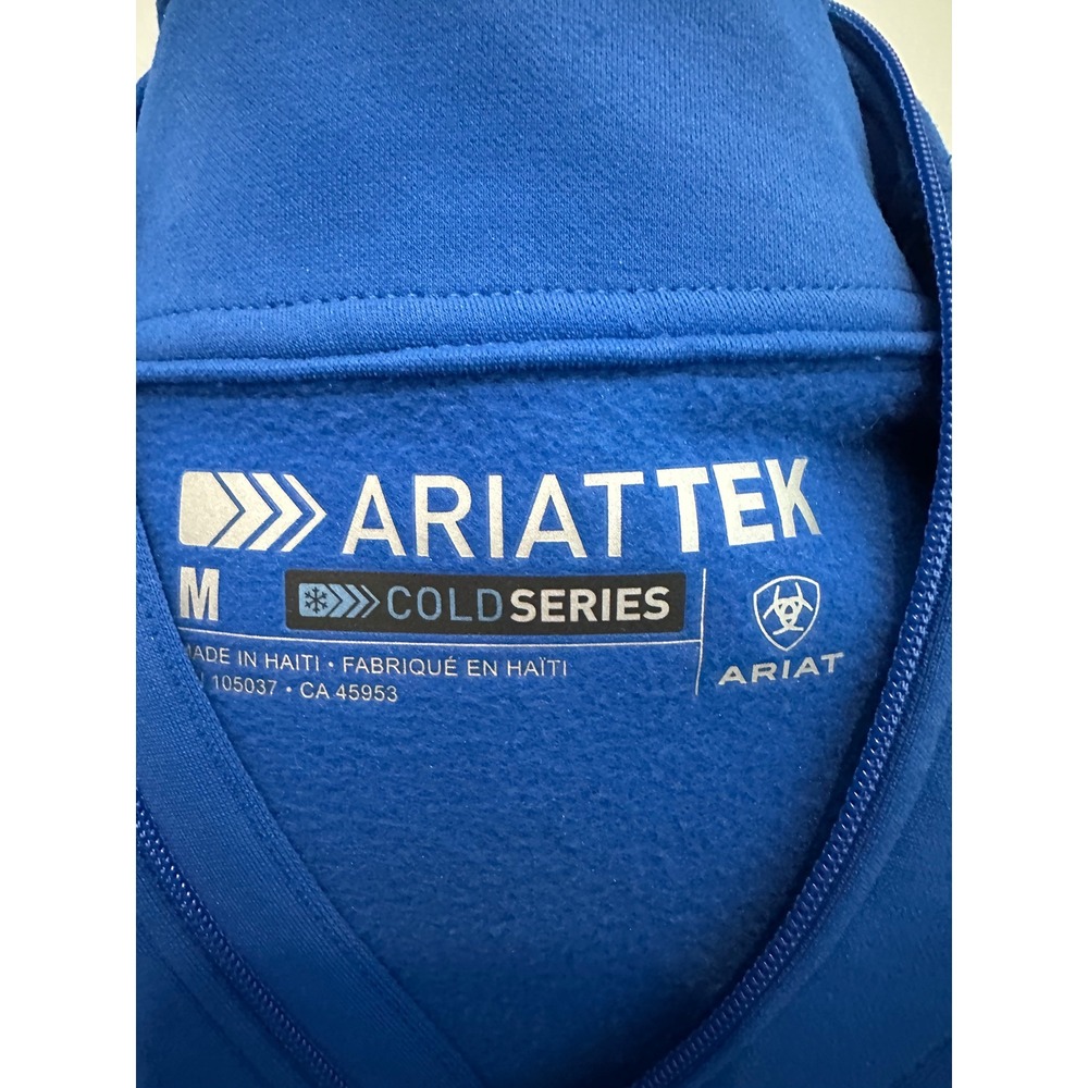 Ariat Mens AriatTEK Cold Series Quarter Zip Pullover Blue Fleece Jacket Medium - Picture 4 of 4